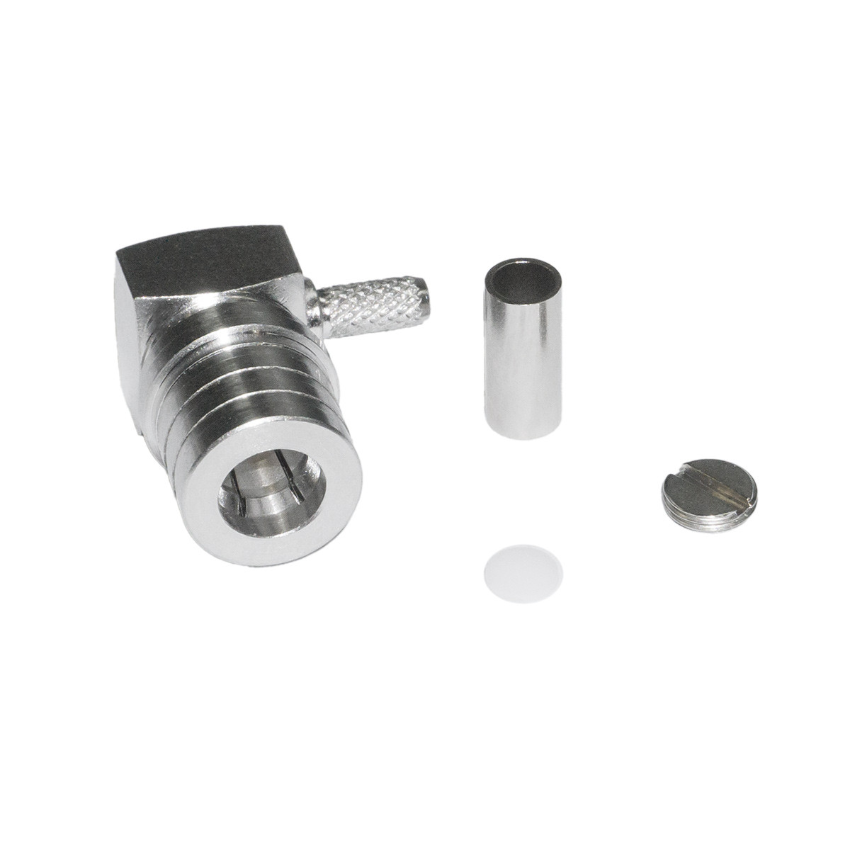 ВЧ роз'єм QMA Male (тато) кутовий 90° обтискний на кабель RG-316 RG-188 RG-174 SFF50-1.5 LMR100 для FPV антен, передавачів, фото 1