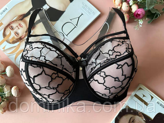 80/85E Бюстгальтер з портупеєю на 5 розмір чорно-бежевий, фото 1