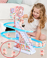 Интерактивная развивающая игрушка для детей горка-трек Piggy Track (3 поросят + USB-версия зарядки) подъёмник