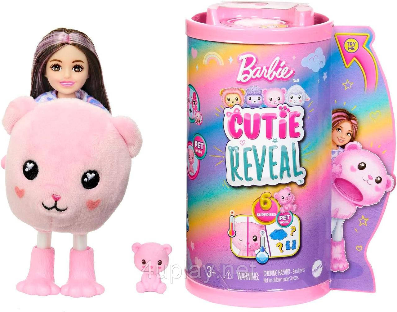 Лялька-сюрприз Barbie Cutie Reveal Chelsea Teddy Bear Plush Челсі в костюмі Ведмежа Тедді Барбі Милашка проявляшка
