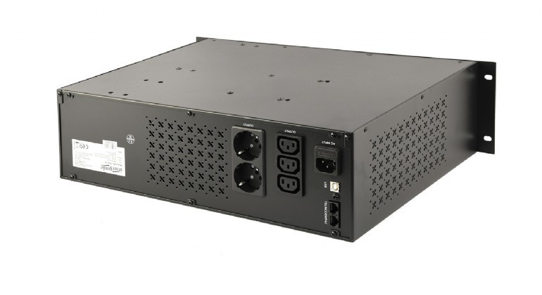 ДБЖ EnerGenie UPS-RACK-1500 1500 VA, Line Int., AVR, 3xIEC+2xSchuko, USB, LCD, RJ11 Чорний DS
