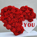 I love you. Серце з червоного моху на підставці. подарунок та декор на день святого Валентина, фото 4