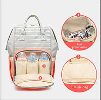 Сумка-рюкзак для мам TRAVELING SHAR серый в полоску | Уличная сумка многофункциональная для мам и малышей