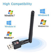 USB WI-FI 802 Адаптер WF 2\ LV-UW 10-2DB працює з Т2 приставками, Бездротовий мережевий адаптер з антеною, фото 6