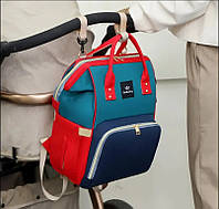 Сумка-рюкзак для мам TRAVELING SHAR красно-синий | Уличная сумка многофункциональная для мам и малышей