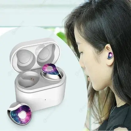Навушники MDR HBQ SE6 TWS BT + Кейс Білі/Фіолетові, Бездротова Bluetooth Гарнітура для Телефону, фото 1