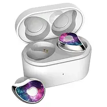 Навушники MDR HBQ SE6 TWS BT + Кейс Білі/Фіолетові, Бездротова Bluetooth Гарнітура для Телефону, фото 3