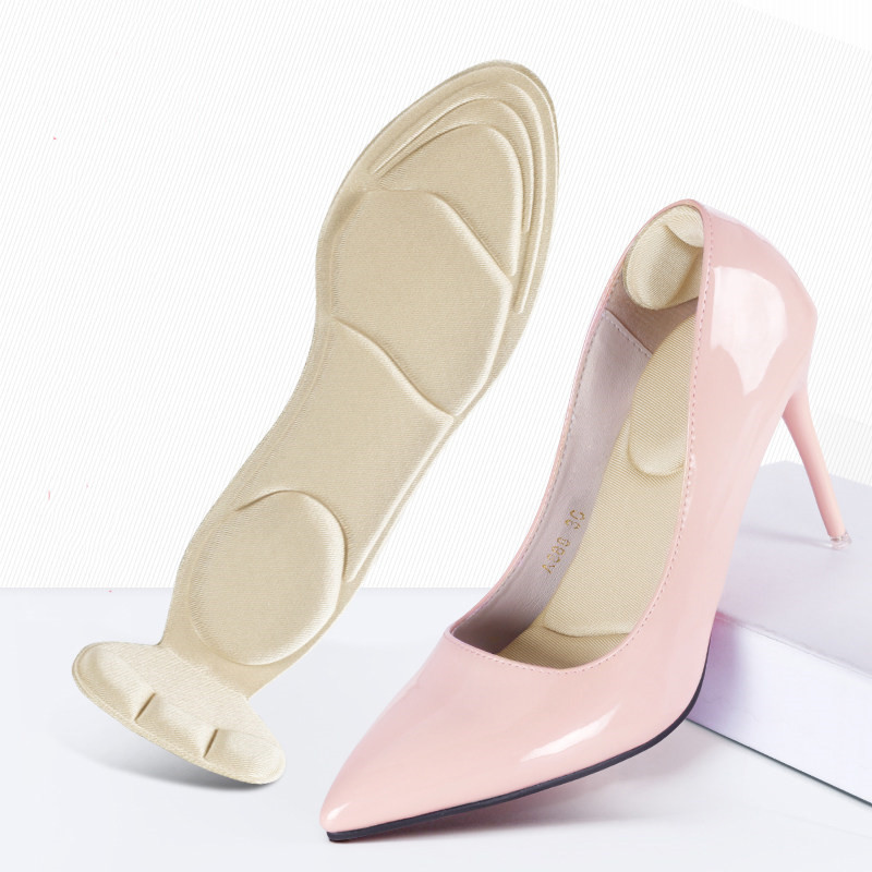 Універсальні м'які устілки обрізні у взуття на каблуках. Дихаючі жіночі устілки з ефектом памяті в туфлі бежевого кольору, фото 1