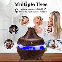Зволожувач повітря Humidifier J003 з 7 led, Аромадифузор для дому кольору темного дерева, фото 3