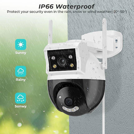 Вулична водонепроникна WIFI камера нічного бачення PTZ 8MP IP66, ICSEE, Вулична відеокамера, фото 1