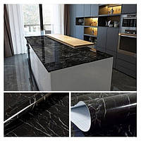 Самоклеющаяся кухонная пленка для поверхностей черный мрамор 5Mх0.60M 5 | Самоклейка для мебели