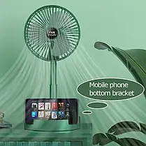 Міні вентилятор Telescopic Folding Fan з USB (білий, зелений, чорний), Портативний настільний вентилятор, фото 3