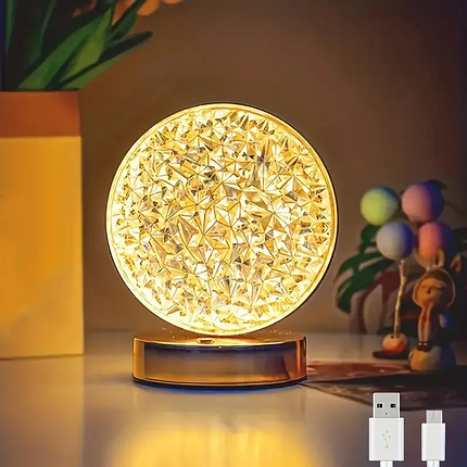 Настільна лампа з кристалами і діамантами Creatice Table Lamp 19, Кругла лампа сенсорним перемикачем, фото 1