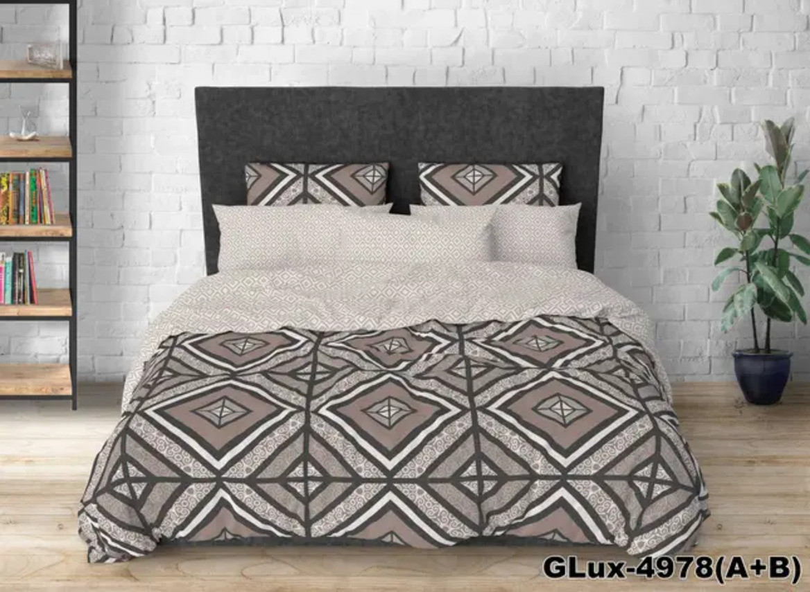 Сімейний комплект постільної білизни Ранфорс на блискавці (21920) Постільне з двома підодіяльниками, фото 1