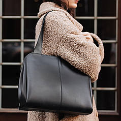 Cумка-шоппер жіноча чорна три відділення