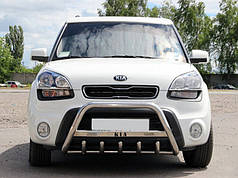 Кенгурятник нерж 51 мм  з написом для Kia Soul I 2008-2013 рр