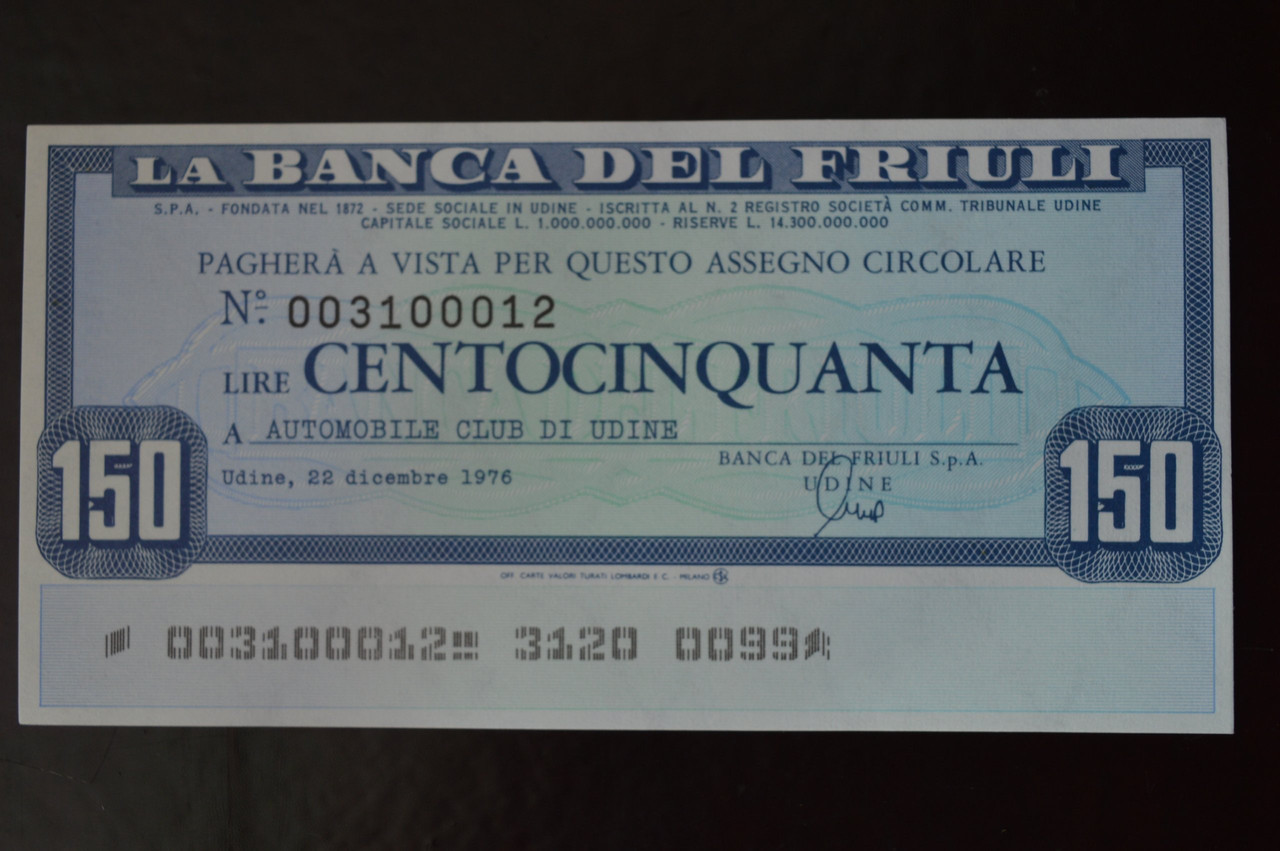 Чек. Італія 150 Лір 1976год (ЧК-1) ЛОТ 35