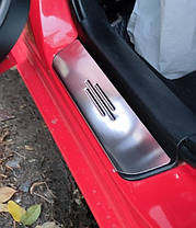 Накладка на пороги Carmos нерж 4 накладки  з написом для Mazda 3 2003-2009 рр, фото 3
