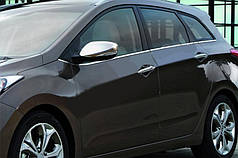 Накладки на дзеркала з вирізом під поворот 2 шт.  нерж OmsaLine - Італійська нержавійка для Hyundai I-30 2012-2017 рр