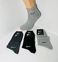 Носки мужские 12 пар демисезонные спортивные средние из хлопка Nike Турция размер 41-45 тёмный микс