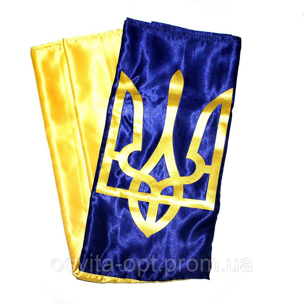 Прапор України П-7Ат 100x150 см атлас з тризубом, фото 1