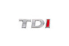Напис Tdi косою шрифт TD - хром  I - червона для Volkswagen Polo 2010-2017 рр