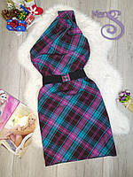 Платье сарафан женское BBBella удлинённое с поясом без рукавов в клетку Размер 36 (S)