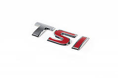 Напис TSI косою шрифт T - хром  SI - червона для Volkswagen Golf 6