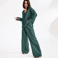 Женский летний костюм с брюками муслин L Meoexin зеленый