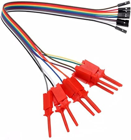 HookClip-RED-10pcs Тестова кліпса х 10 шт. з дротами Dupont. RED червоний, фото 1