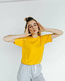 Сонячно жовта 💛Базова яскрава oversize однотонна бавовняна футболка — Fruit of the loom Valueweight, фото 6