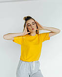 Сонячно жовта 💛Базова яскрава oversize однотонна бавовняна футболка — Fruit of the loom Valueweight S, фото 7
