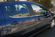 Молдинг скла 4 шт  нерж для Peugeot 308 2007-2013 рр