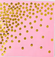Салфетки бумажные сервировочные Золотой горох на розовом