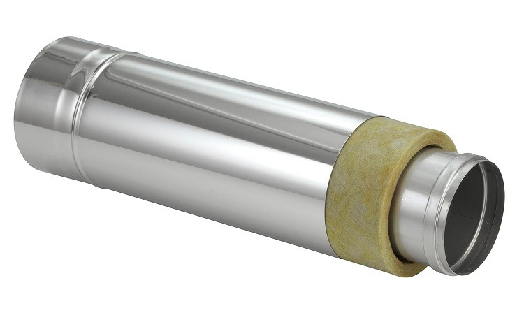 Труби для димоходу з неіржавкої сталі з термоізоляцією в неіржавкому кожусі (1 м)