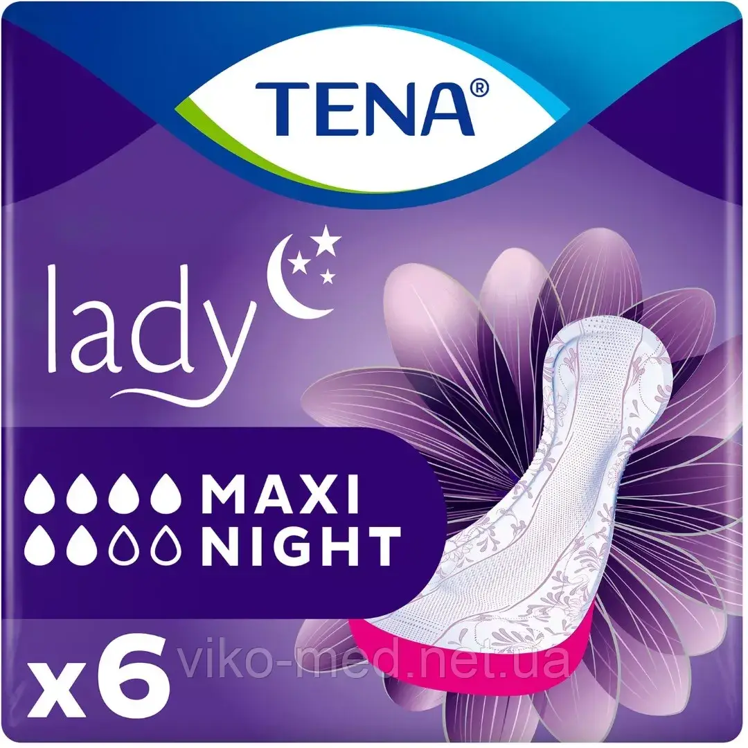 Урологические прокладки TENA Lady Maxi Night №6 6 кап.(Тена Макси Найт ...