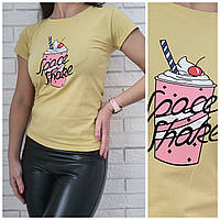 Женская футболка с ярким принтом, 42-46 размер. Цвет ЖЕЛТЫЙ