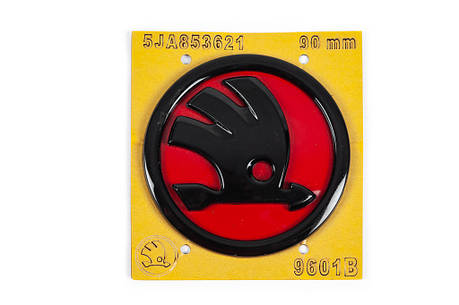 Емблема червона 5JA853621 89 мм для Тюнінг Skoda, фото 2