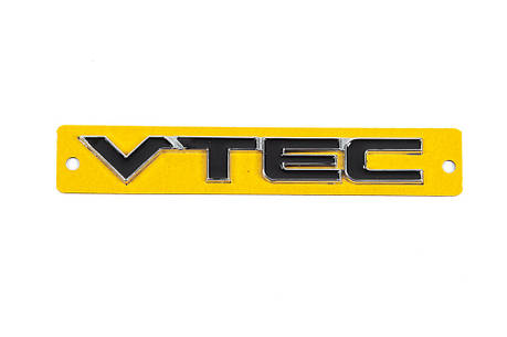 Напис VTEC чорний з хром 110мм на 15мм для Тюнінг Honda, фото 2