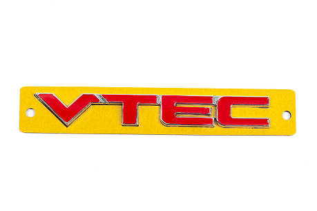 Напис VTEC червоний з хром 110мм на 15мм для Тюнінг Honda, фото 2