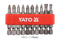 Набір насадок викруткових YATO : SL5, SL6, PH1/1, PH2/2, PZ1/1, PZ2/2, L= 50 мм. 10шт. [25/100]