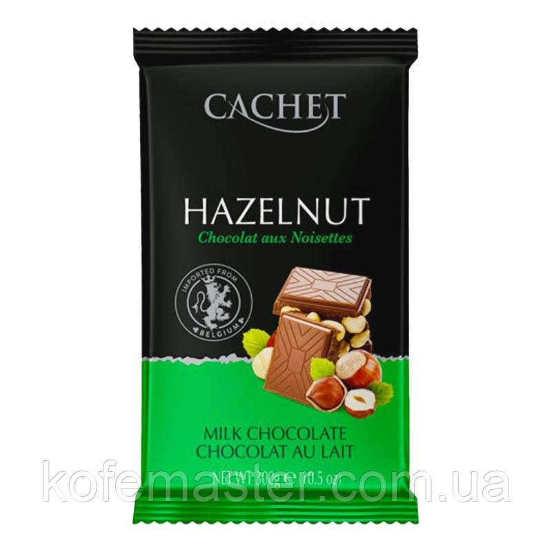 Шоколад молочний Cachet 32% какао з фундуком (лісовий горіх) 300 г