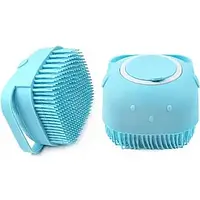 Силиконовая щётка для купания домашних животных с емкостью для шампуня LK202310-3 Мятная