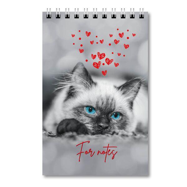 Блокнот А6 48 арк спіраль клітинка картон обкл Кіт 416, фото 1