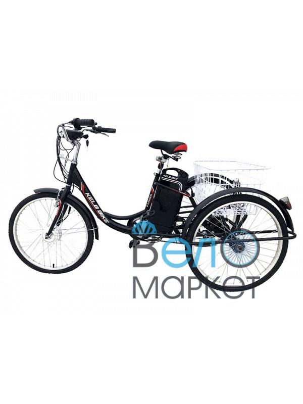 Триколісний дорожній електровелосипед 26" колесо з багажником на сталевій рамі / електро велосипед Velo