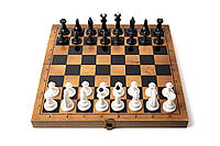 Набор шахматы пластиковые + доска дерево (темная), 36,5см х 36,5см, (Украина)
