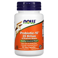 Probiotic-10, 25 млрд, NOW Foods, Пробиотики, 50 капсул