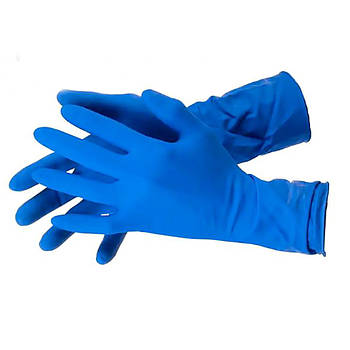 Рукавички оглядові з латексу S нестерильні Hoff Medical Синій в упаковці 50 шт