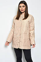 Куртка женская демисезонная полубатальная бежевого цвета р.40 171021S