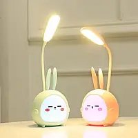 Детская USB Лампа Зайчик с аккумулятором на гибкой стойке. Игрушка-Ночник Rabbit Light Green